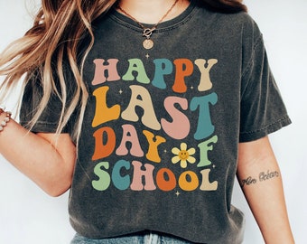 Happy Last Day of School Groovy Teacher Student Graduation Png, Funny Teacher Summer Png, Gift for Teacher, Teacher Vacation Png