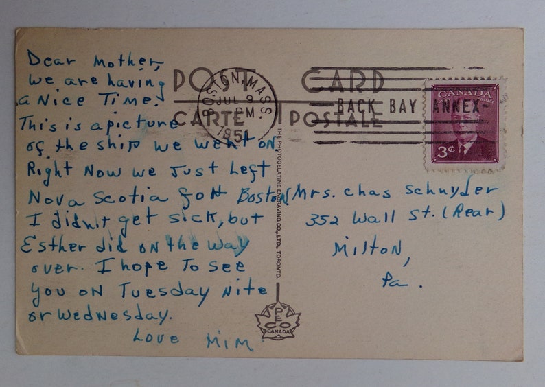 3 Canadian Postcards Stamped 1951