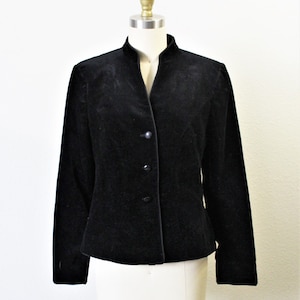 Vintage 1970s Lilli Ann Black Velvet victorian blazer Boho jacket Coat  // Modern XS US 0 2 4