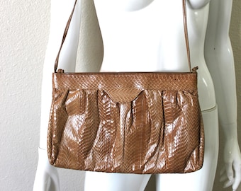 1970 Piel de serpiente piel cadena correa cruz cuerpo bolso bolso embrague bolso hombro