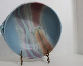 Vintage 1960s Signed Frank DiGangi artist studio Stunning Large Jade Blue Pottery Bowl Earthenware MCM Contemporary