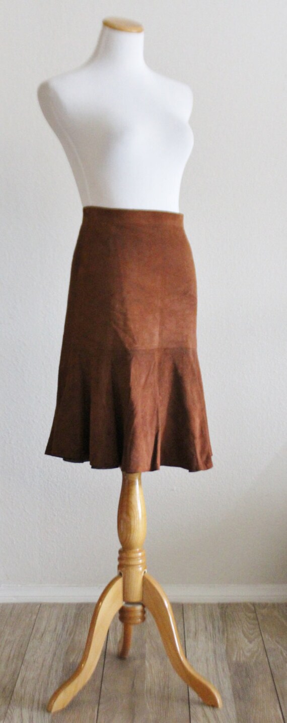 Vintage 60's 70's Lambs Suede Leather Mini Skirt … - image 6