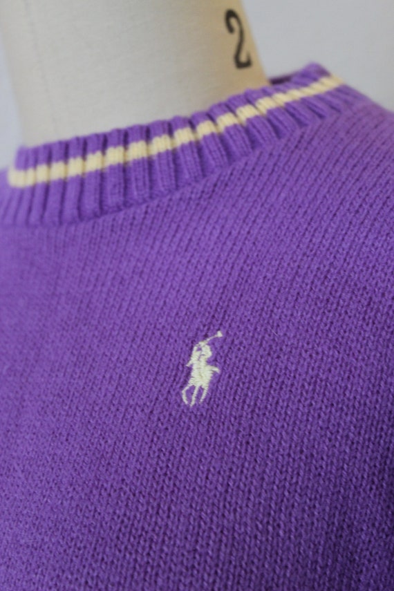 Vintage 1980s 80s Ralph Lauren Polo Sweater purpl… - image 2