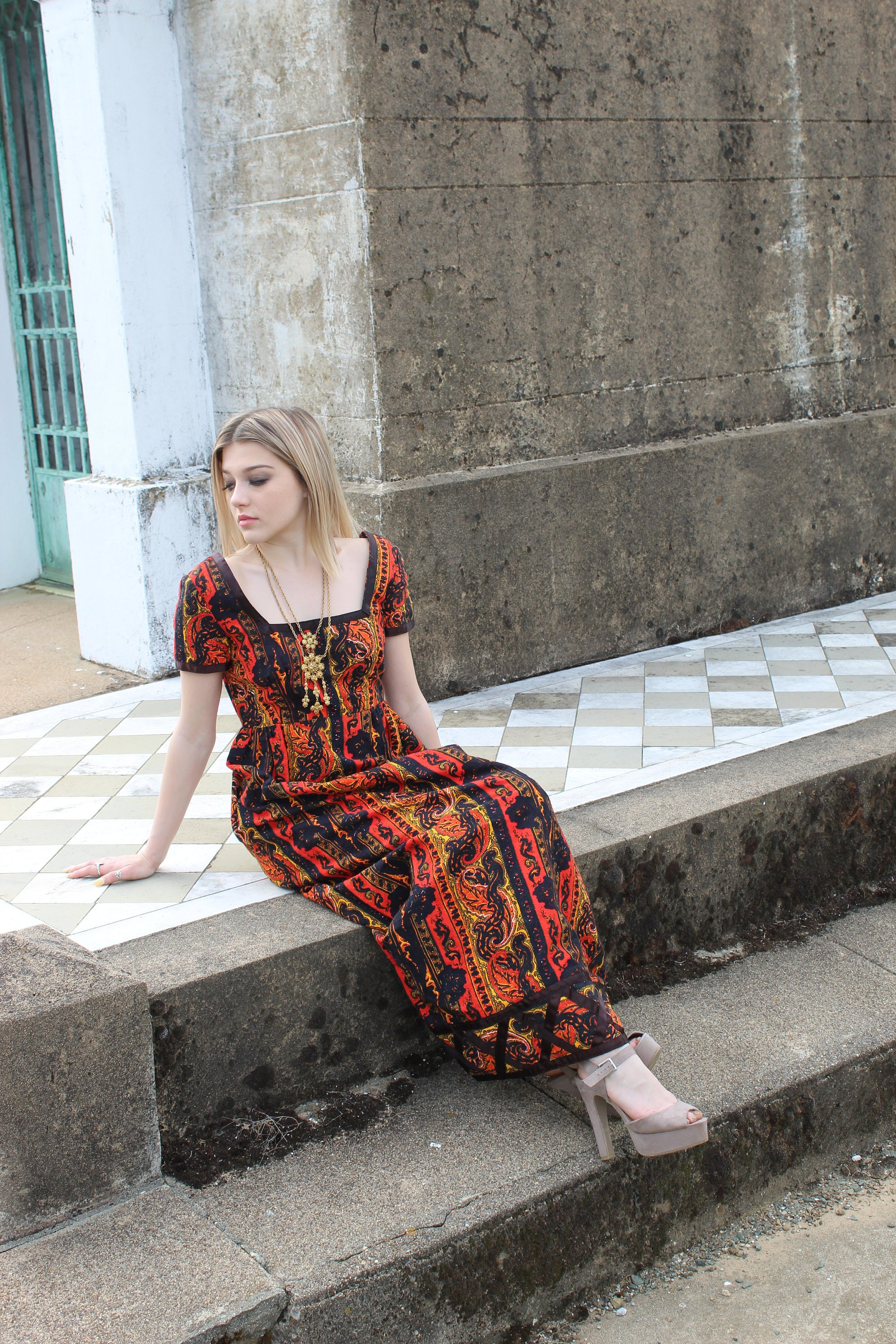 Buy Vintage 60s 1970's NOS Calderon Cotton Damask Black Red Gothic