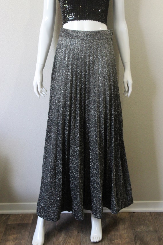 Vintage 60s 1970 Black Silver Metallic Thread Lur… - image 8