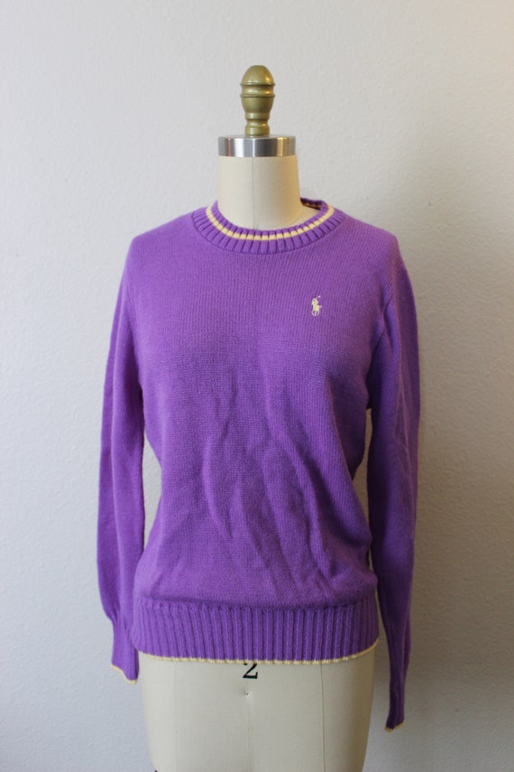 Vintage 1980s 80s Ralph Lauren Polo Sweater purpl… - image 1