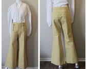 Vintage 70s 1970s Joseph Magnin Alistair Mackay Pizelli Designer Golden Double Zip front sailor Bell Bottom Pants US 6 8