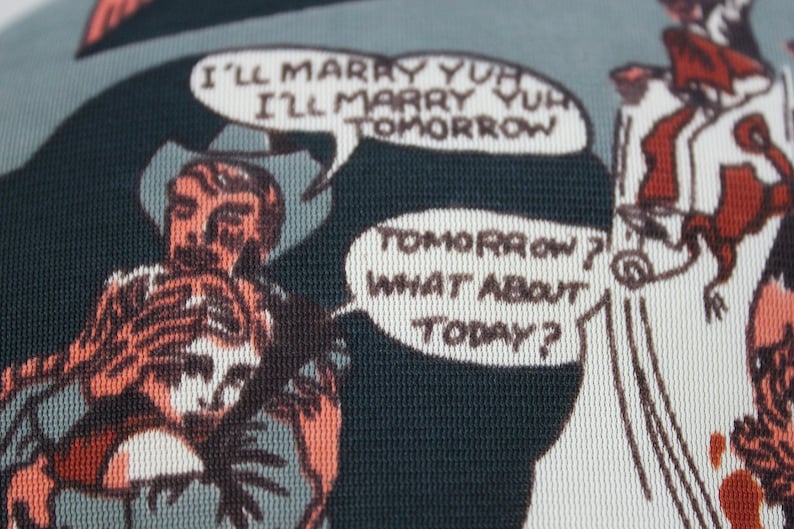 Vintage 1970s 70s One of a Kind Photo Fabric I/'ll Marry You comic cowboy wild west Top Shirt blouse boho Byer California 0 2 4 6 xs s