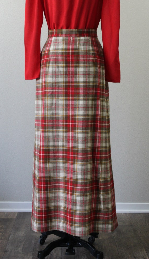 Vintage 1970's 70s PENDLETON Brown Red Plaid Wool… - image 7