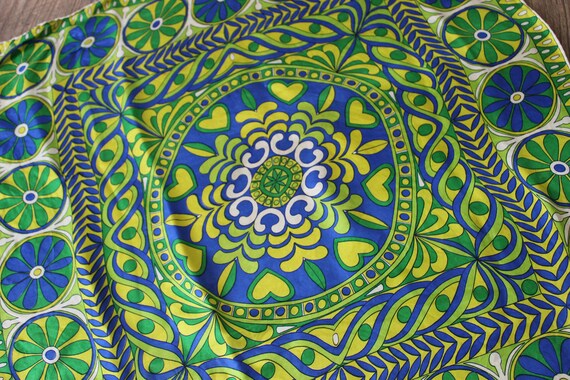 Vintage 60s VERA Psychedelic Blue Green Abstract … - image 5