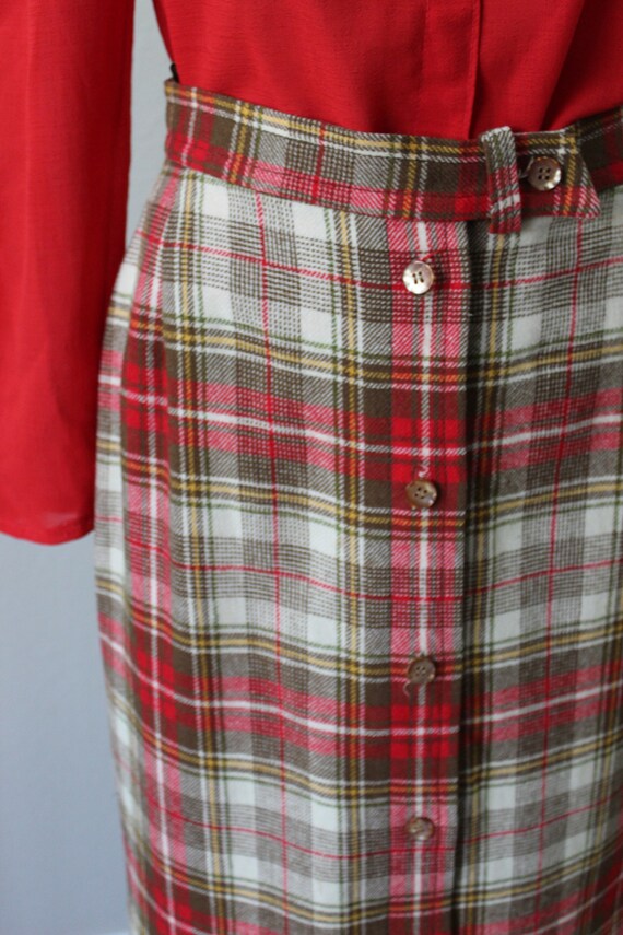 Vintage 1970's 70s PENDLETON Brown Red Plaid Wool… - image 4