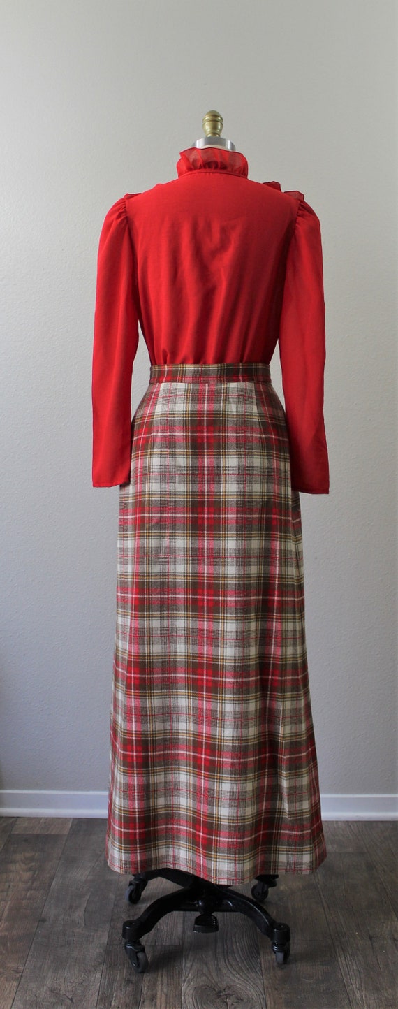 Vintage 1970's 70s PENDLETON Brown Red Plaid Wool… - image 6