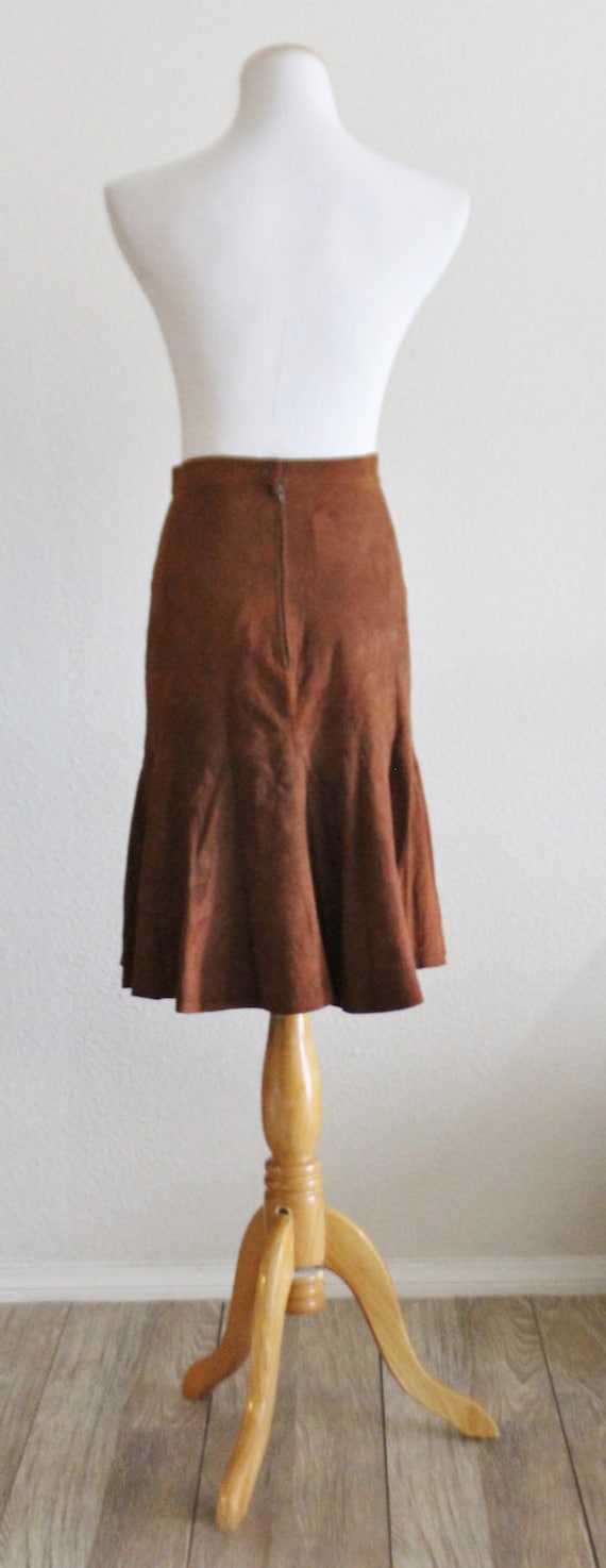 Vintage 60's 70's Lambs Suede Leather Mini Skirt … - image 7