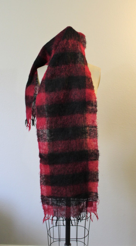 Vintage 60s Vera VERA Mohair Scarf Burgundy Red b… - image 6