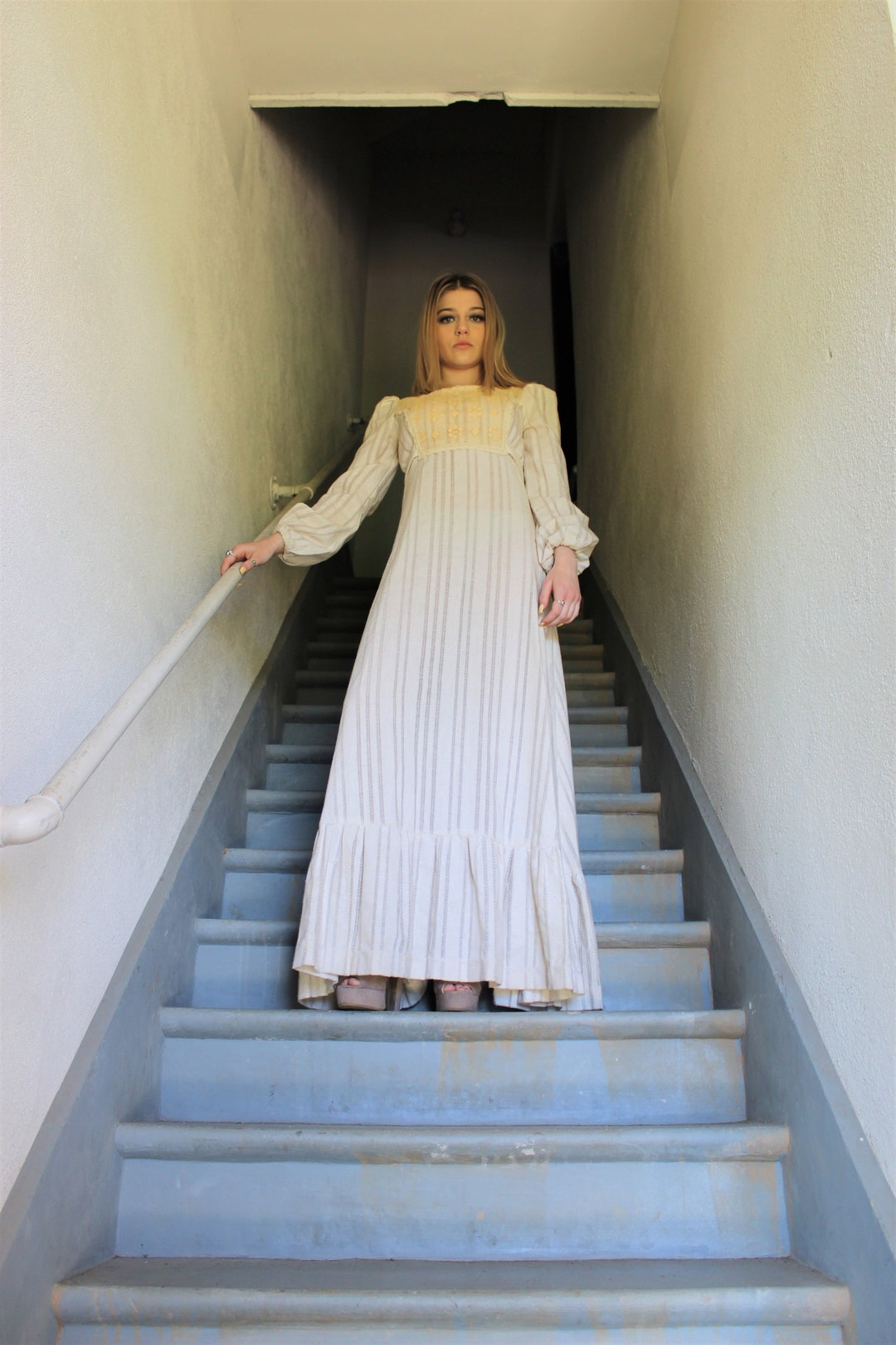 Vintage 1970s Gunne Sax Dress 70's Rare Black Label Ecru Boho Cream ...