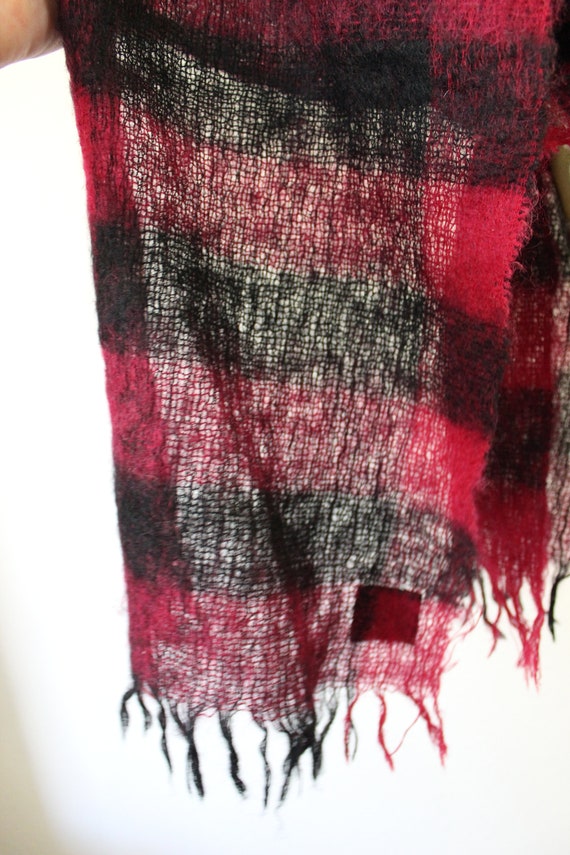 Vintage 60s Vera VERA Mohair Scarf Burgundy Red b… - image 7