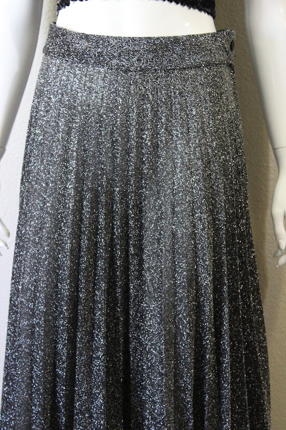 Vintage 60s 1970 Black Silver Metallic Thread Lur… - image 9