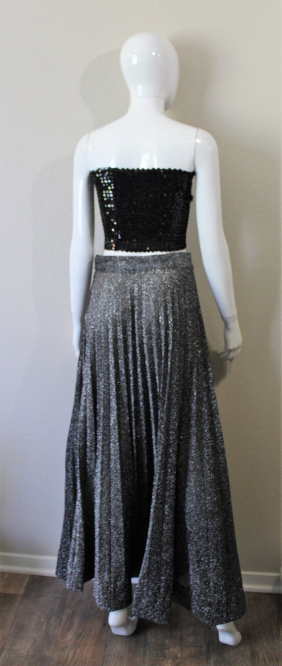 Vintage 60s 1970 Black Silver Metallic Thread Lur… - image 3