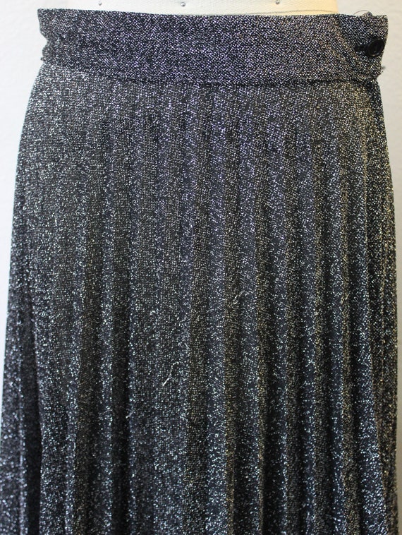 Vintage 60s 1970 Black Silver Metallic Thread Lur… - image 6