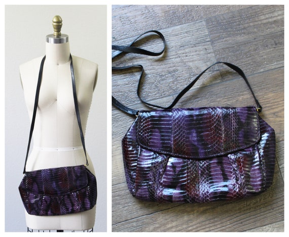 Purple snakeskin purse sale