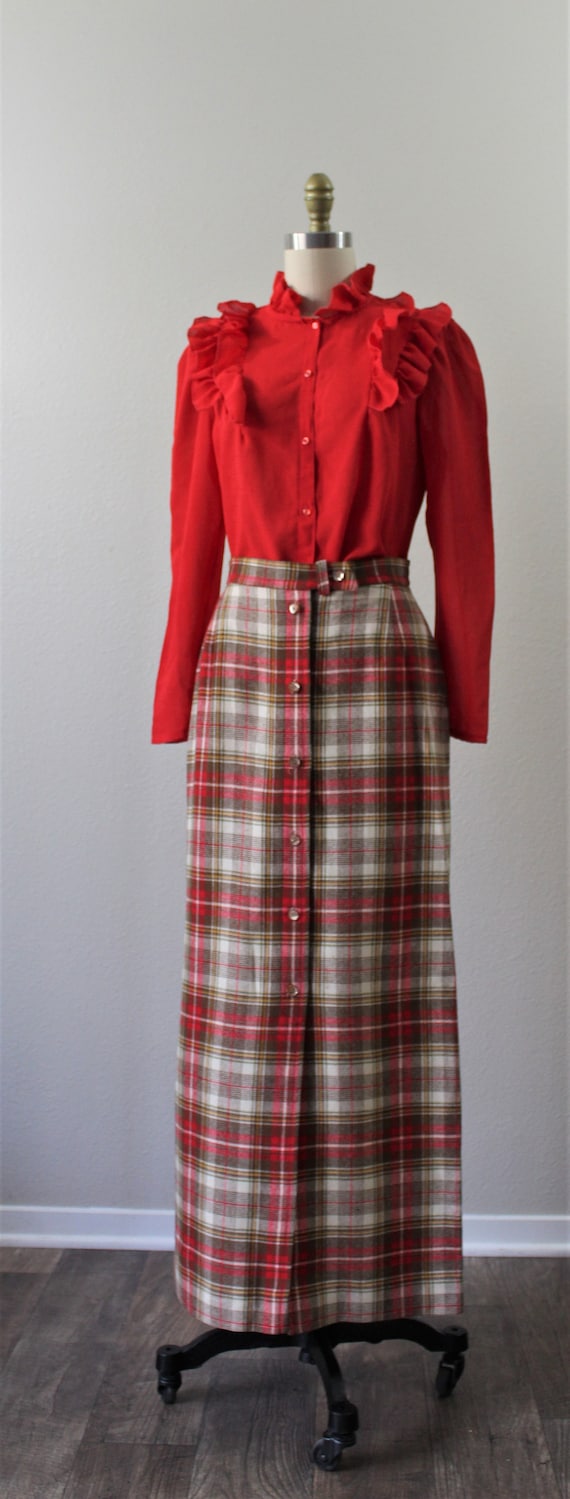 Vintage 1970's 70s PENDLETON Brown Red Plaid Wool… - image 2