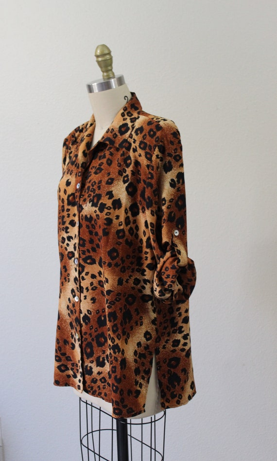 Vintage 1970s 80s Leopard cheetah animal Print Long S… - Gem