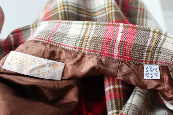 Vintage 1970's 70s PENDLETON Brown Red Plaid Wool… - image 9