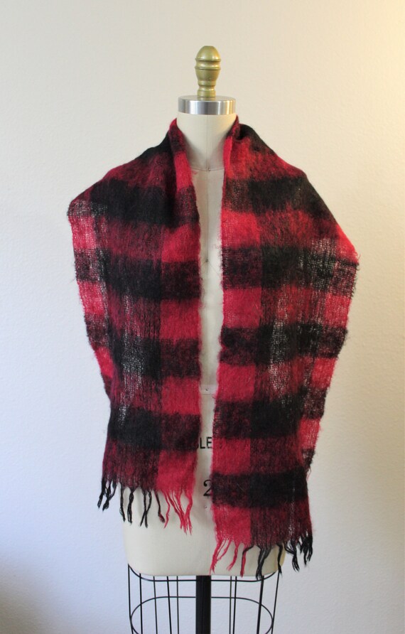 Vintage 60s Vera VERA Mohair Scarf Burgundy Red b… - image 5