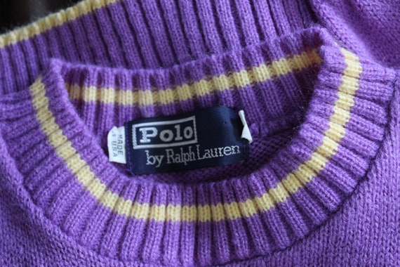 Vintage 1980s 80s Ralph Lauren Polo Sweater purpl… - image 3