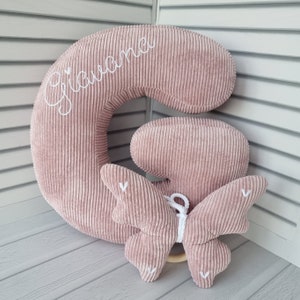 Almohada de pana personalizada con forma de letra bordada a mano, cojín de tela con letras, almohada del alfabeto, regalo para adolescentes, letras regordetas, regalo con nombre personalizado