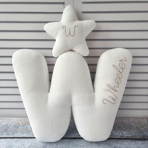 Almohada de letra personalizada con NOMBRE bordado, cojín de letra suave, idea de regalo de cumpleaños, almohada con alfabeto