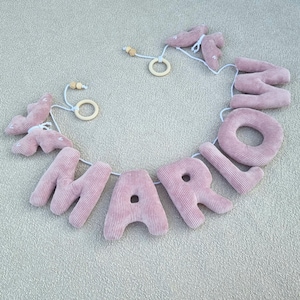Guirnalda de terciopelo con nombre personalizado, decoración para guardería, decoración de pared para niños, letras de tela, pancarta con el nombre del bebé