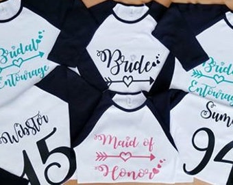 Bridal Entourage Shirts, Bridal Party Shirts, Bachelorette Shirts, Bachelorette Baseball Tees,