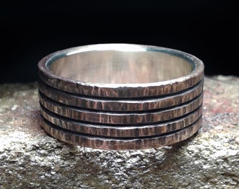 Femininity Wedding Ring. Beautiful Rustic Wedding Ring. Copper and silver. Handmade ring. Multi-element wedding ring Band / Eheringe