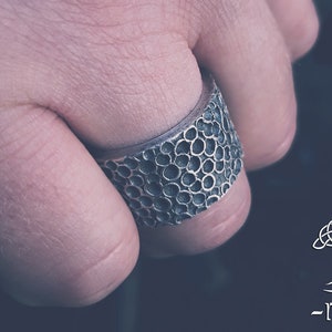 Huge, thick, wide, hammered mens ring. Mens wedding band. Chunky Wedding Ring Forged wedding band Dark Silver Ring Mens ring. Molten ring