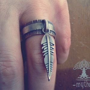 Health Amulet. A unique ring, Rustic ring, wedding band, ring band, eagle feather / feather / Eheringe / Custom wedding ring / US image 1