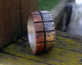 Mens Wedding Band. Wide Mens Ring. Hammered mens band - Wide band ring - Mens Thick band. Eheringe. Copper Silver two tone two color