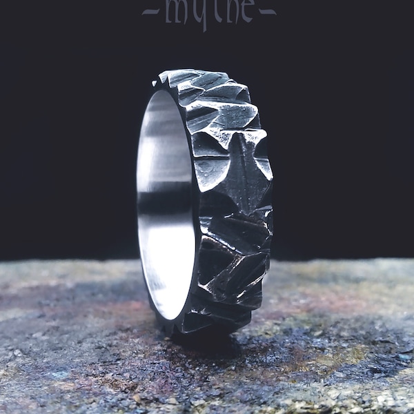 Mountain rock. Silver wedding ring with an amazing texture. Rock, Stones... Custom Wedding Ring