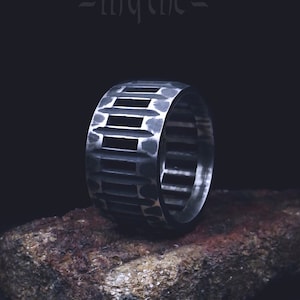 Top Industrial! A wide silver ring in an industrial style. Suitable for Cyberpunk, Steampunk and Street styles. Men. Unisex