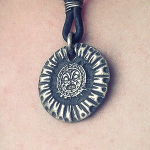 Thick, heavy, durable mens pendant. Oxydized Mens Silver Sterling Necklace Pendant. Pendentif pour homme. Mens Necklace.