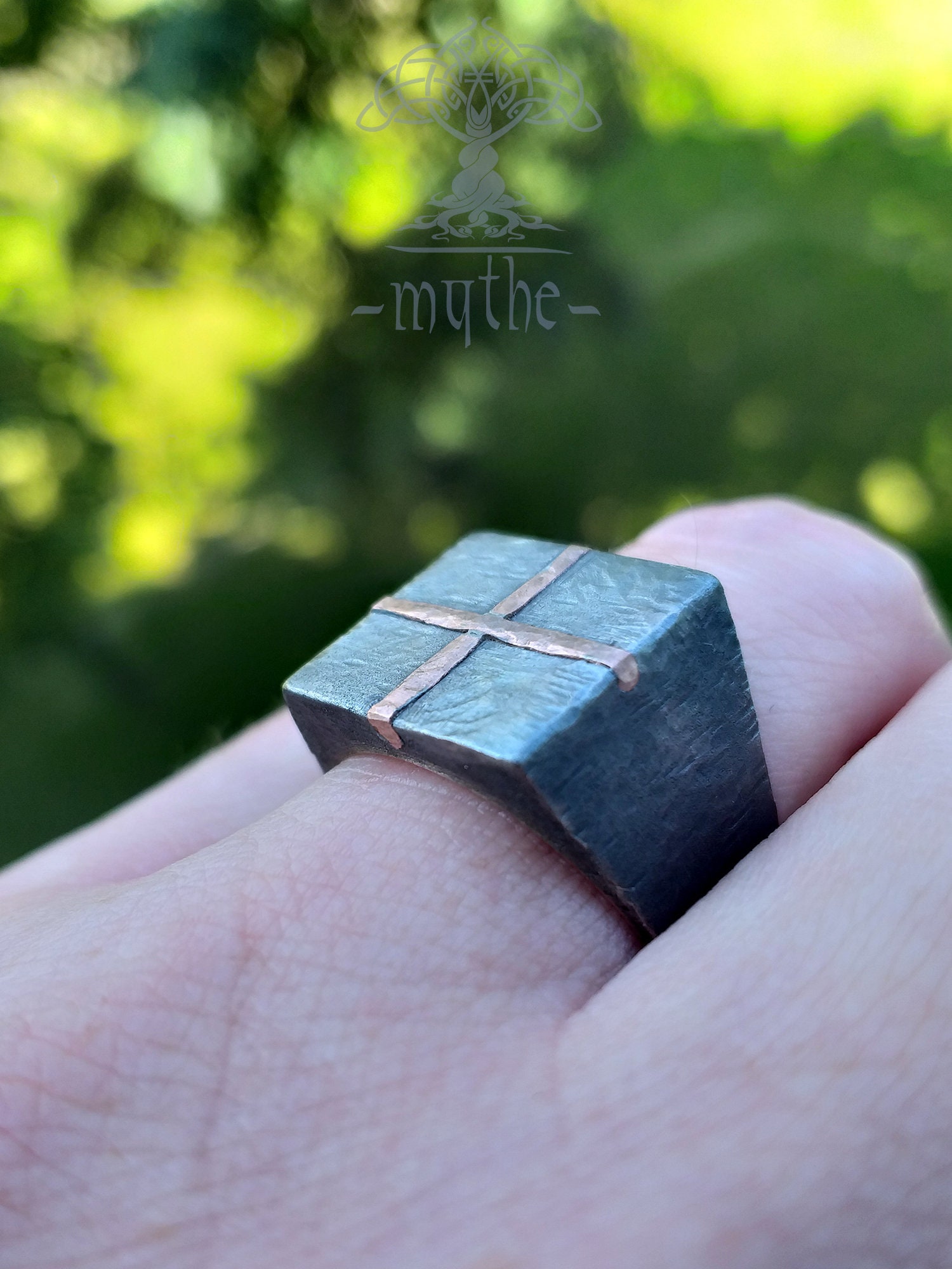Silver ring inlaid with Copper Sterling Silver Etsy Polska