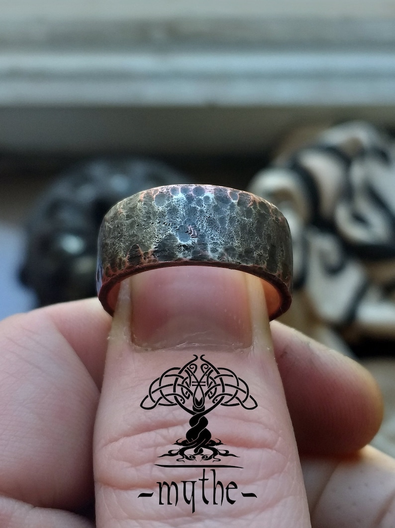 Two color Custom Ring covered in molten silver A simple but intriguing copper wedding ring Rustic wedding ring