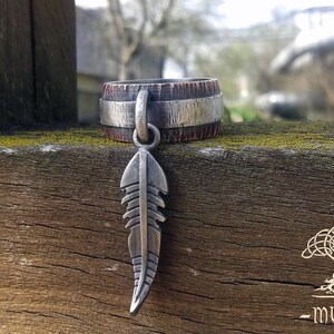 Health Amulet. A unique ring, Rustic ring, wedding band, ring band, eagle feather / feather / Eheringe / Custom wedding ring / US image 2