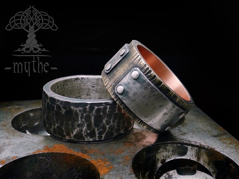 Art From Poland. Unique Mens Wedding Ring Silver Copper Brass Etsy