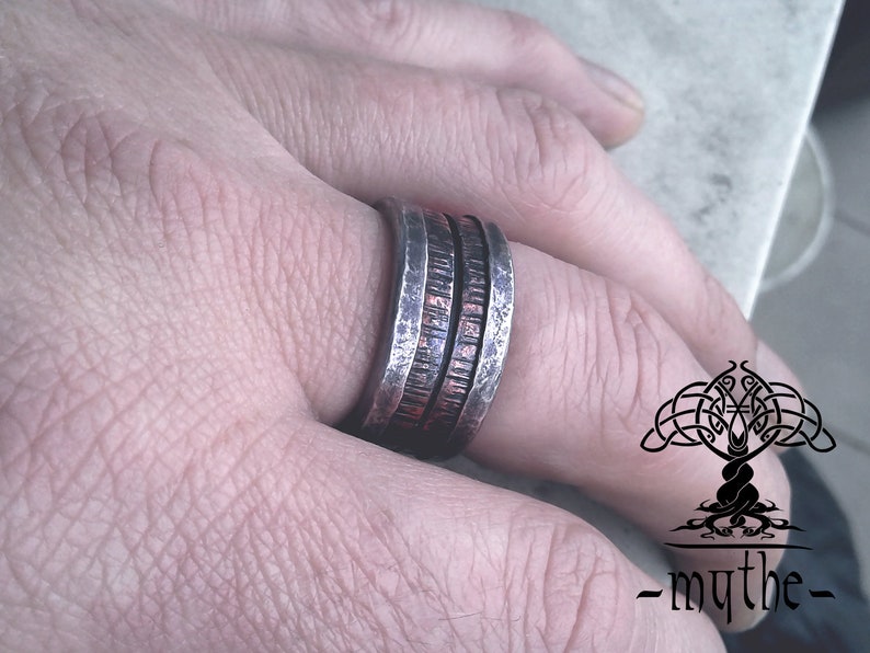 Eheringe Bague Homme Rustic wedding Ring Two-color Man Ring Mens wedding band Forged wedding band rustic hand made Silver and copper