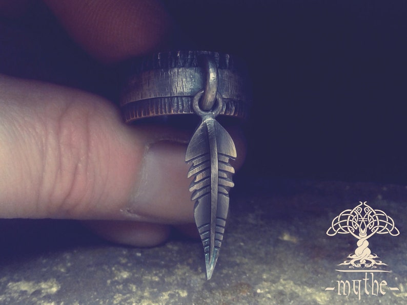Health Amulet. A unique ring, Rustic ring, wedding band, ring band, eagle feather / feather / Eheringe / Custom wedding ring / US image 8
