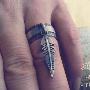 Health Amulet. A unique ring, Rustic ring, wedding band, ring band, eagle feather / feather / Eheringe / Custom wedding ring / US image 5