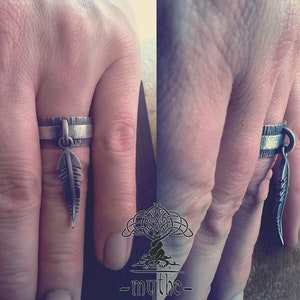 Health Amulet. A unique ring, Rustic ring, wedding band, ring band, eagle feather / feather / Eheringe / Custom wedding ring / US image 3