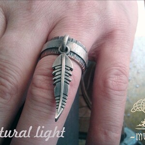 Health Amulet. A unique ring, Rustic ring, wedding band, ring band, eagle feather / feather / Eheringe / Custom wedding ring / US image 10