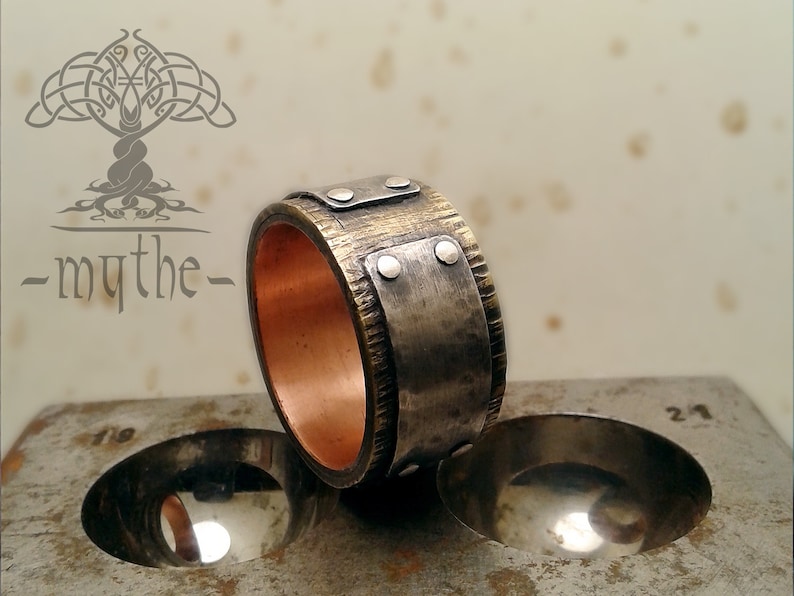 Art From Poland. Unique Mens Wedding Ring Silver Copper Brass Etsy